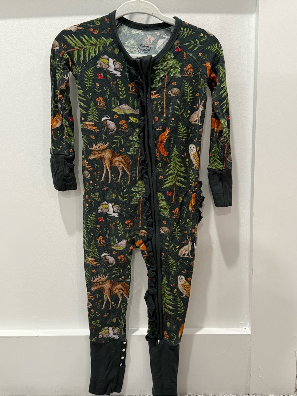Jammie Session Woodland Bamboo Ruffle Convertible Pajamas 6-12M